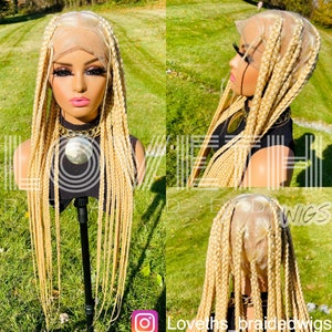 Perruque tressée sans noeuds, Box Braids, Perruque tressée Full Lace, Perruque tressée, Perruques tressées tressées sénégalaises pour femmes noires