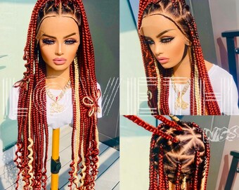 Ready to ship next day(2days FREE SHIPPING)! Knotless Braided wig, Box Braids, Full Lace braid wigs, braid wig, Braided wigs for black women