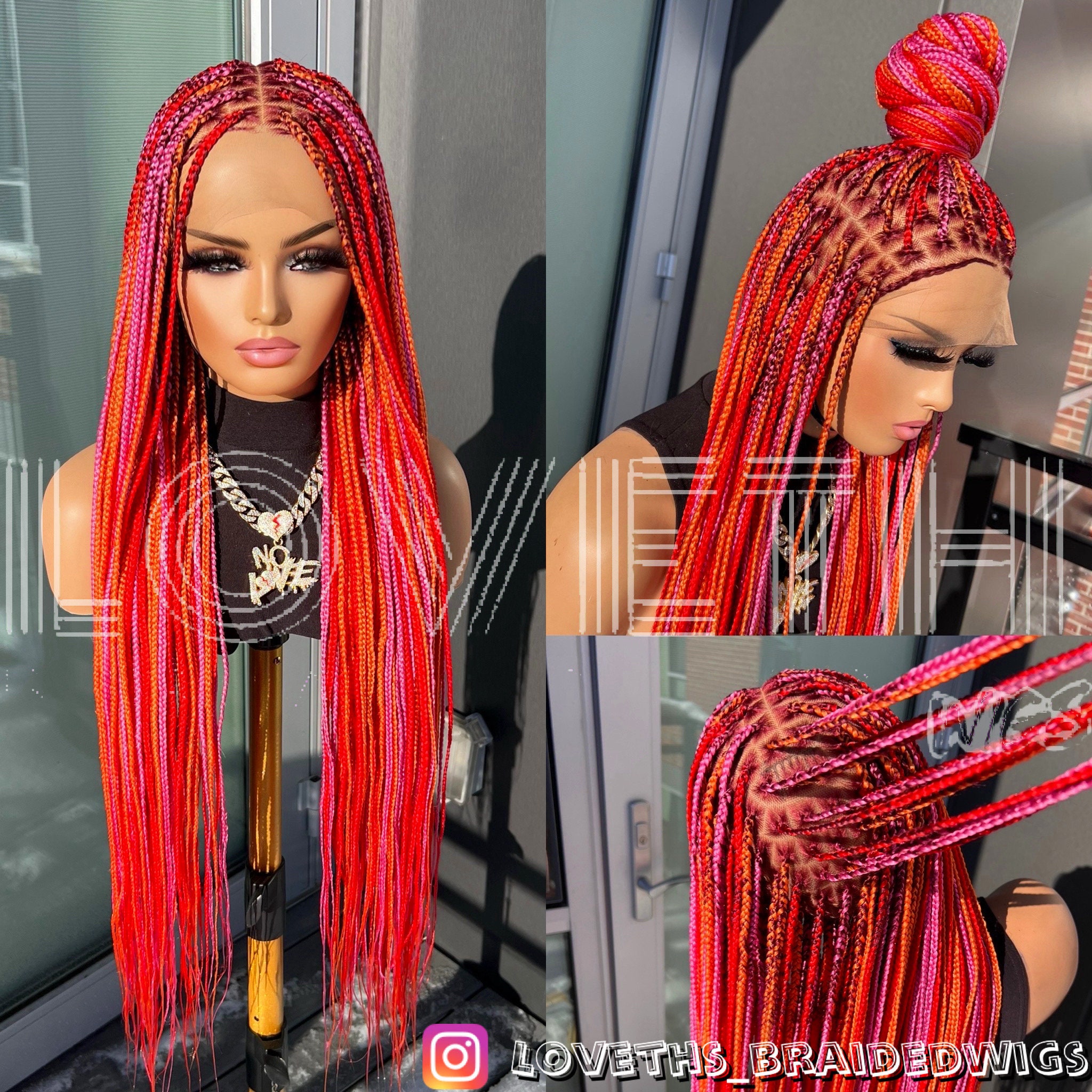 360 all back braided- ship same day Ships Next Day (2-3 Days Mail) Full Lace Knotless Braided  main image 4