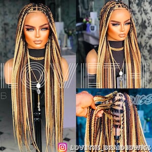 Ready to ship next day(2days FREE SHIPPING)! Full lace Braided wig,Box Braids,knotless braid wig,Braid wig, Braided wigs for black women