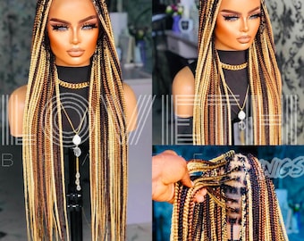 Ready to ship next day(2days FREE SHIPPING)! Full lace Braided wig,Box Braids,knotless braid wig,Braid wig, Braided wigs for black women