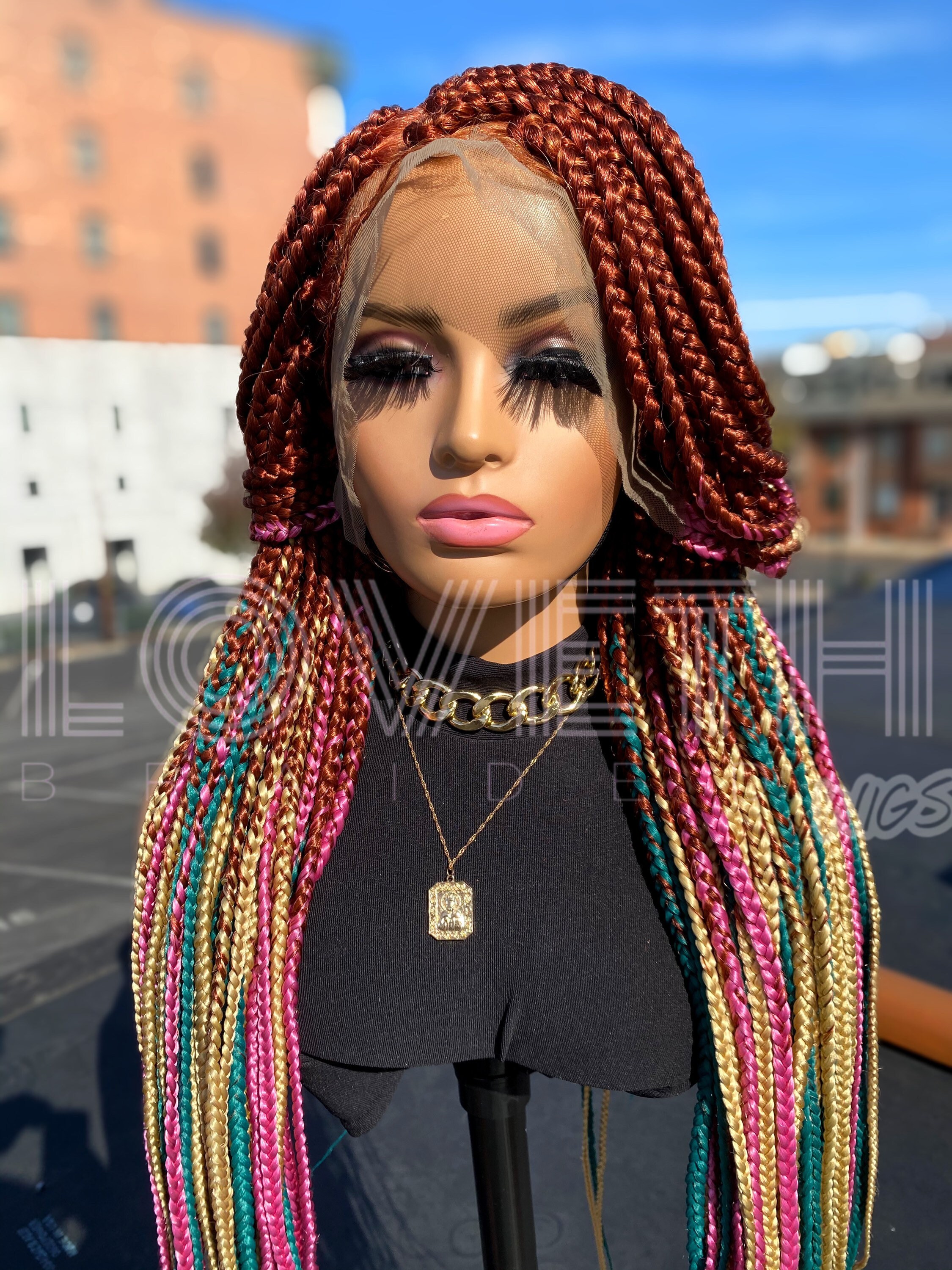 Classic Box Braids Braided Wig Medium Size Braided Wig 35 Etsy