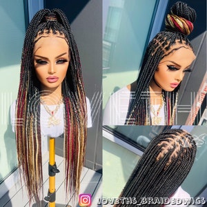 Ready to ship next day(2days FREE SHIPPING)! Knotless Braided wig, Box Braids, Full Lace braid wigs, braid wig, Braided wigs for black women
