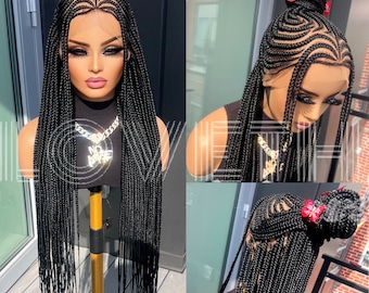Ready to ship next day(2days FREE SHIPPING)! Knotless Braided wig, Box Braids, Full Lace braid wigs, braid wig, Braided wigs for black women