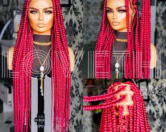 Gotowe do wysyłki następnego dnia (2 dni BEZPŁATNEJ WYSYŁKI)! Peruka Cornrow Braided, Box Braids, Peruka Full Lace Braid, Peruka warkoczowa, warkocz Peruki warkoczowe dla czarnoskórych kobiet
