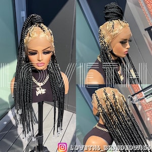 Ready to ship next day(2days FREE SHIPPING)! Black Knotless Braided wig, Box Braids, Full Lace braid wigs, Braided wigs for black women