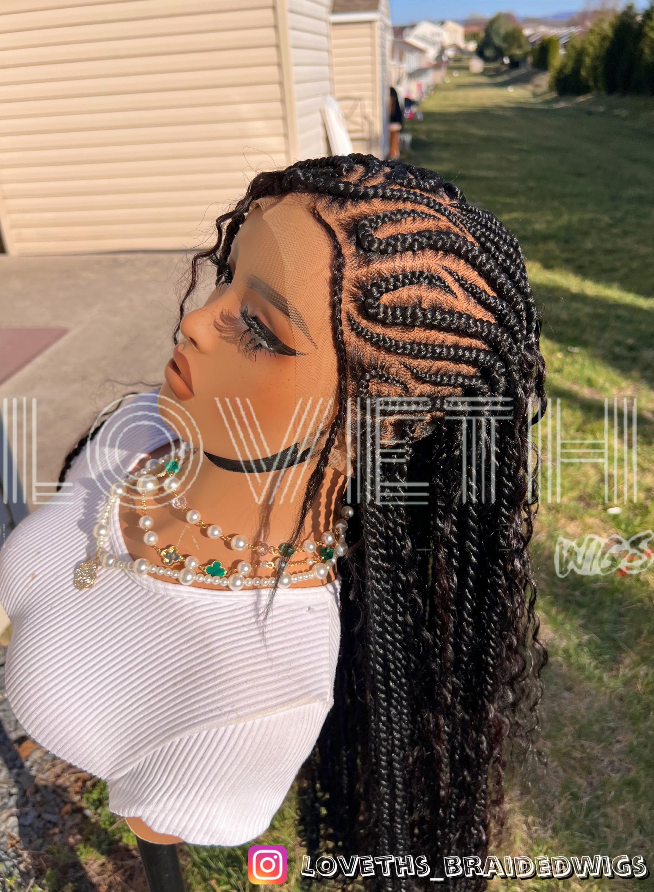 360 all back braided- ship same day Ships Next Day (2-3 Days Mail) Full Lace Knotless Braided  main image 2