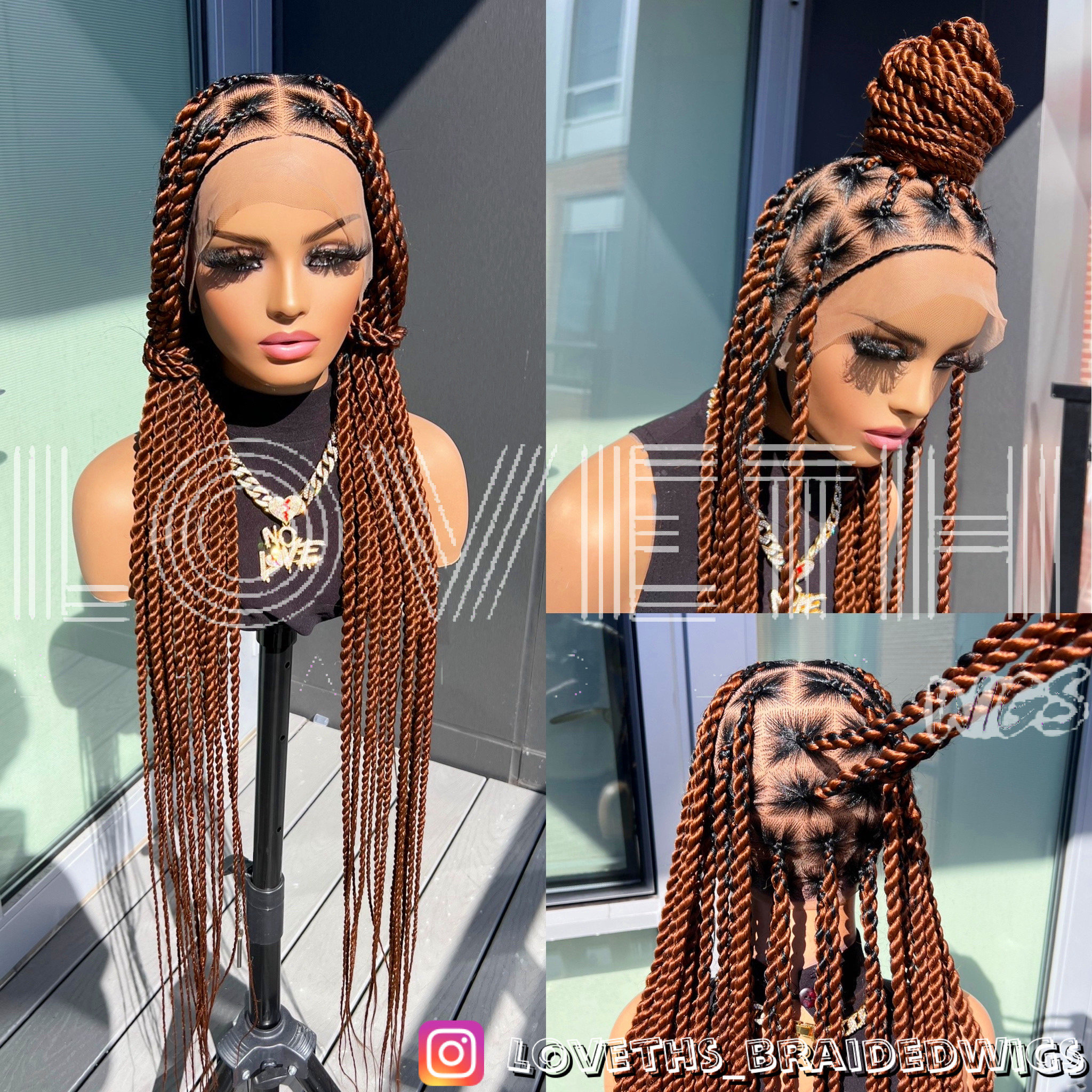 Prêt à être expédié le lendemain (2 jours de livraison gratuite) ! Perruque tressée full lace, Box Braids, Perruque tressée sans noeuds, tresses, Perruques tressées pour femmes noires