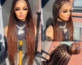 Ready to ship next day(2days FREE SHIPPING)! Knotless Braided wig, Box Braids, Full Lace braid wigs, braid wig, Braided wigs for black women