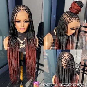 Ready to ship next day(2days FREE SHIPPING)! FULL laceBraided wig,Knotless Box Braids, Braid wig, Braided wigs for black women