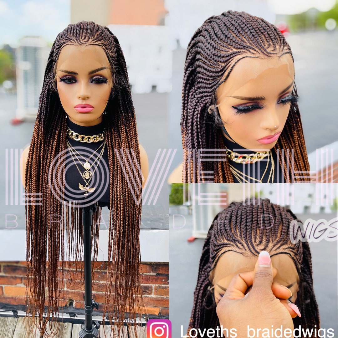FULL LACE Braided Wigs Cornrow Braided Wigtribal Braid Box Etsy