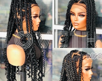 Read description!!!Ready to ship next day(2days FREE SHIPPING)! Full lace Braided wig,Box Braids,knotless braid wig, Braided wigs for blacks