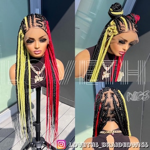 Ready to ship next day(2days FREE SHIPPING)! Knotless Braided wig, Box Braids, Full Lace braid wigs, braid wig, Braided wigs for black women