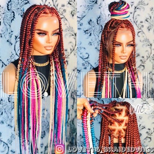 Ready to ship next day(2days FREE SHIPPING)! Knotless Braided wig, Box Braids, Full Lace braid wigs, braid wig, Braided wigs for black women