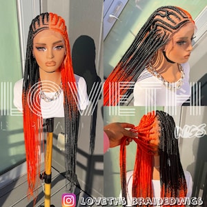 Ready to ship next day(2days FREE SHIPPING)! Black cornrow Braided wig, knotless Braids, Full Lace braid wigs, Braided wigs for black women