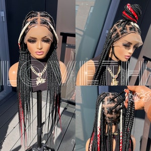 Ready to ship next day(2days FREE SHIPPING)! Full lace Braided wig,Box Braids,knotless braid wig,Braid wig, Braided wigs for black women