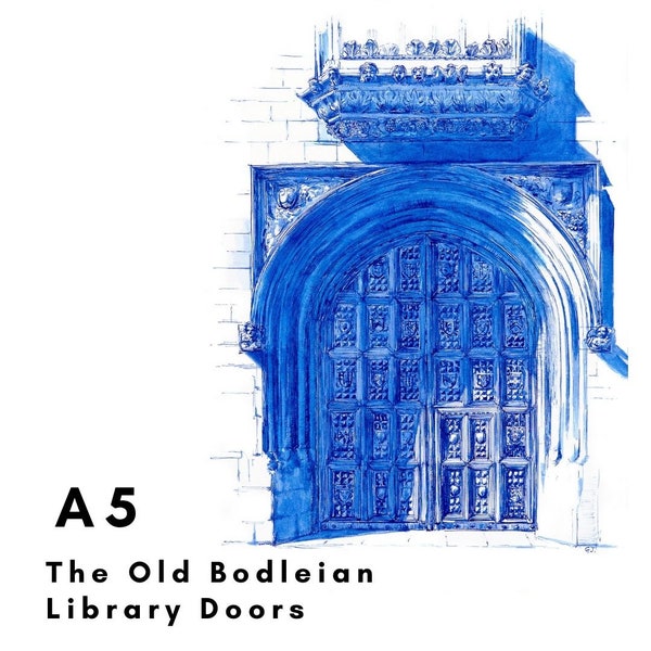 The Old Bodleian Library Doors (Small/A5 Print) | Oxford | Oxford University | Oxford Gift