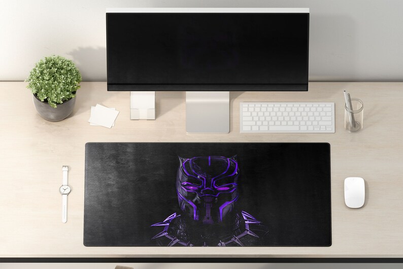Black Panther Desk Mat Black Panther Mouse Pad Black Etsy