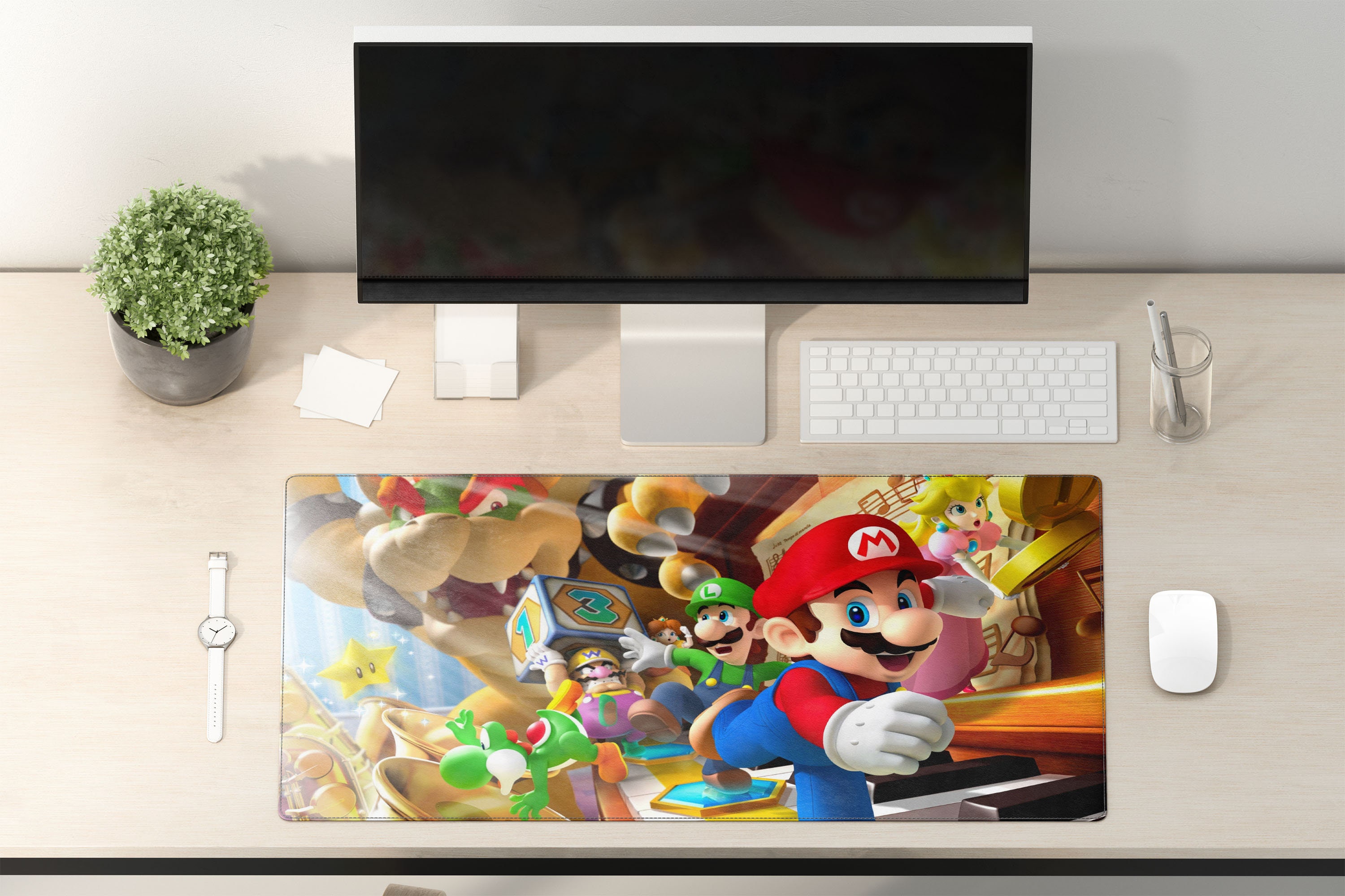 Mario Desk Mat Mario Large Gaming Mouse Pad Mario Gaming Etsy