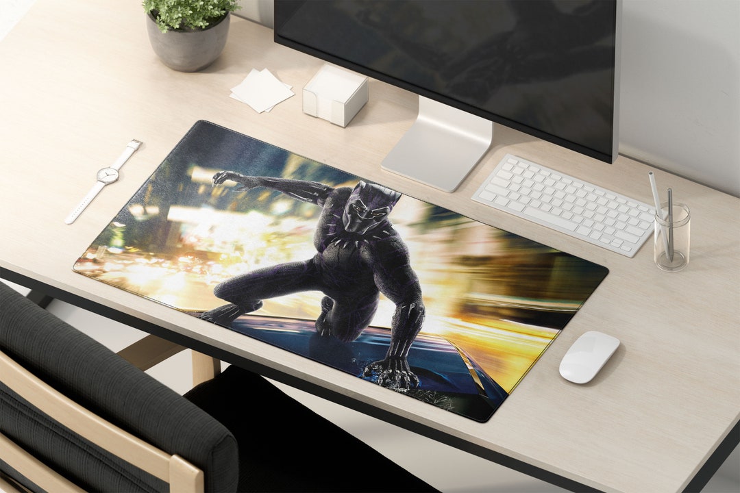 Black Panther Desk Mat Black Panther Mouse Pad Black Etsy