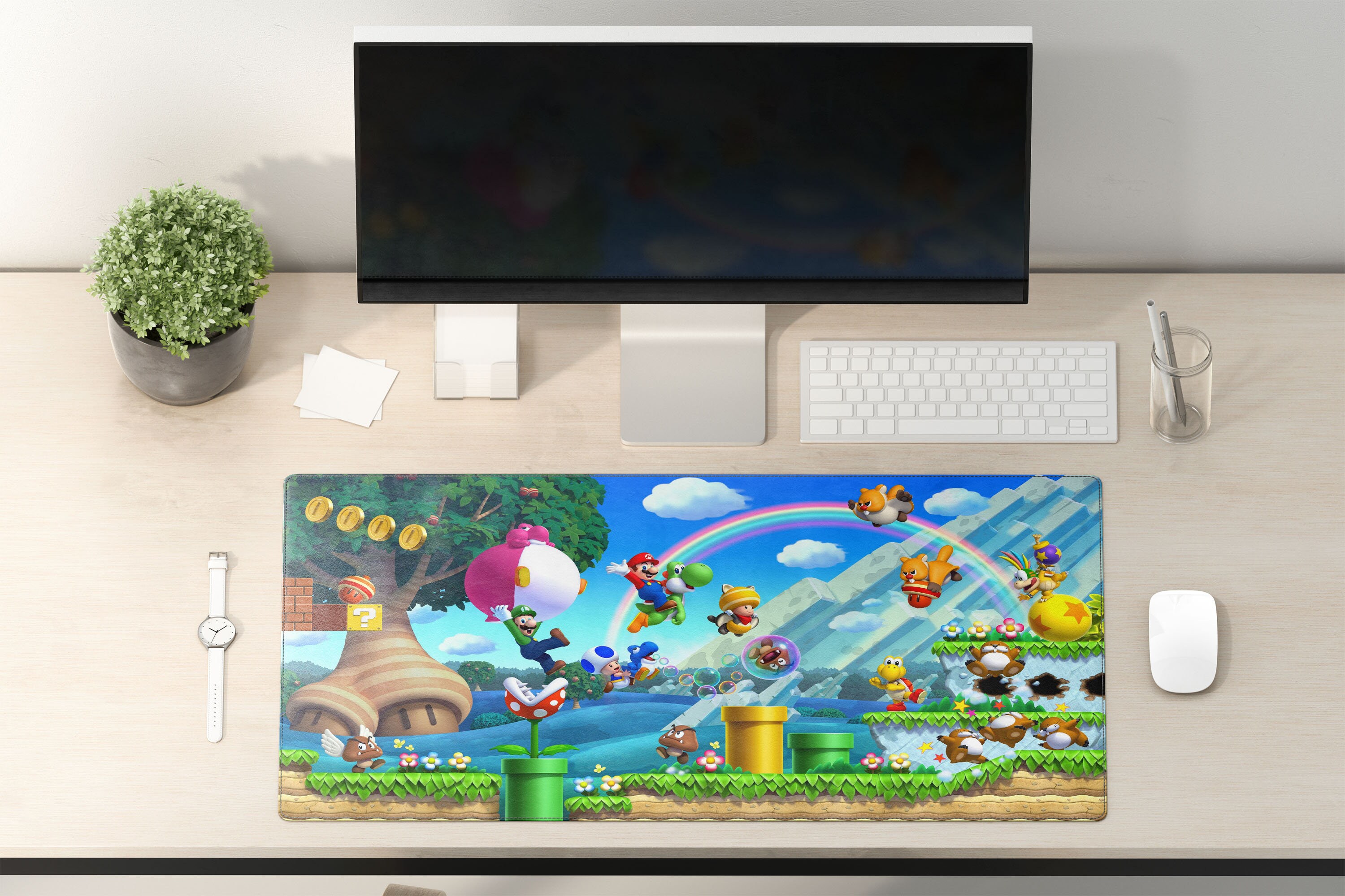 Super Mario Desk Mat Super Mario Large Mouse Pad Super Etsy