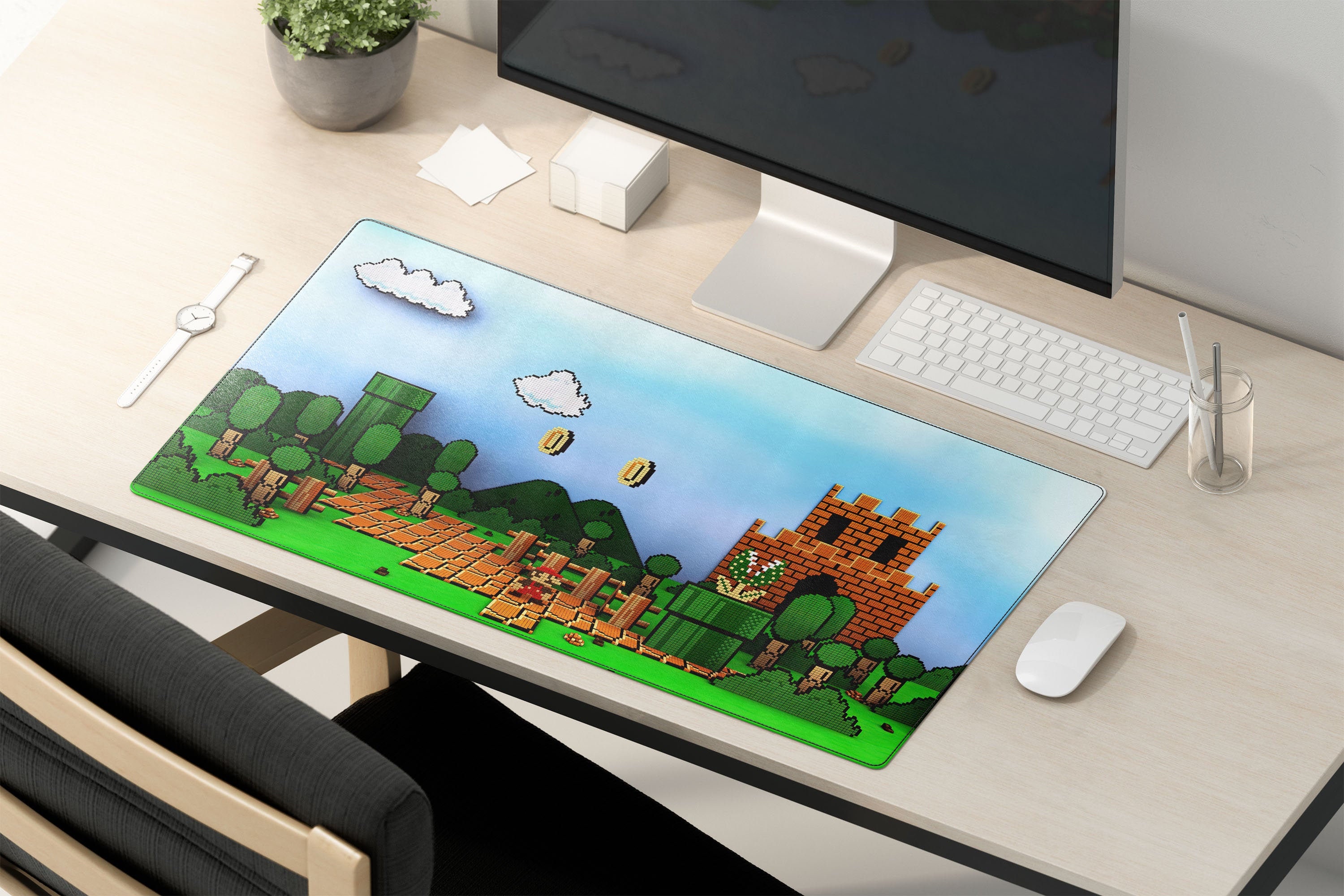 8bit Super Mario Desk Mat Retro Mario Large Gaming Mouse Etsy UK