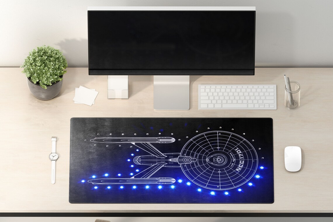 Starship Enterprise Desk Mat Star Trek Large Gaming Mouse Etsy