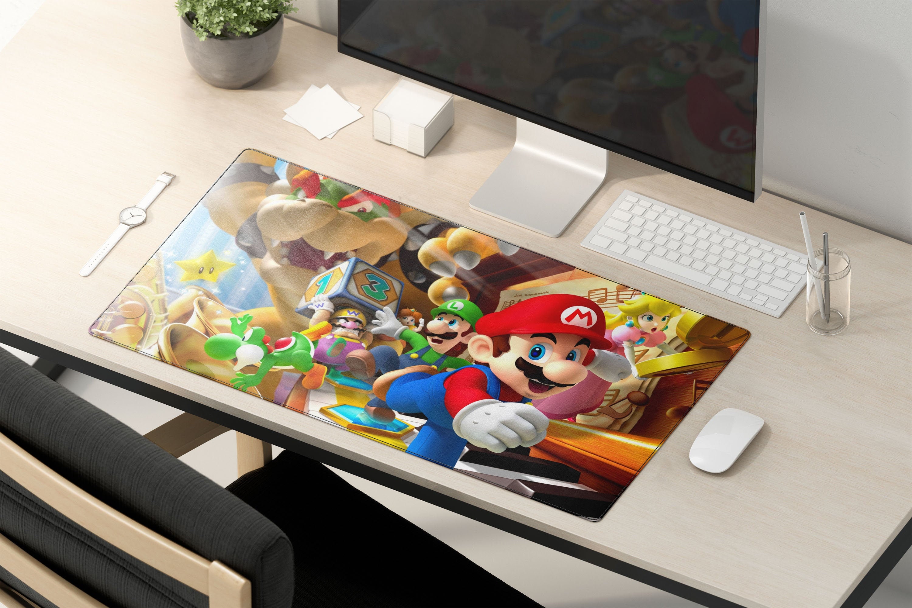 Mario Desk Mat Mario Large Gaming Mouse Pad Mario Gaming Etsy