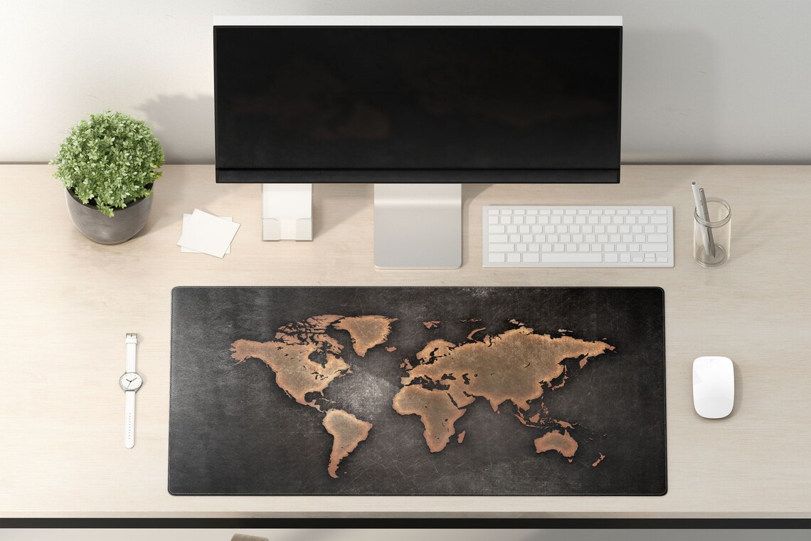 World Map Desk Mat World Map Large Mouse Pad World Map - Etsy