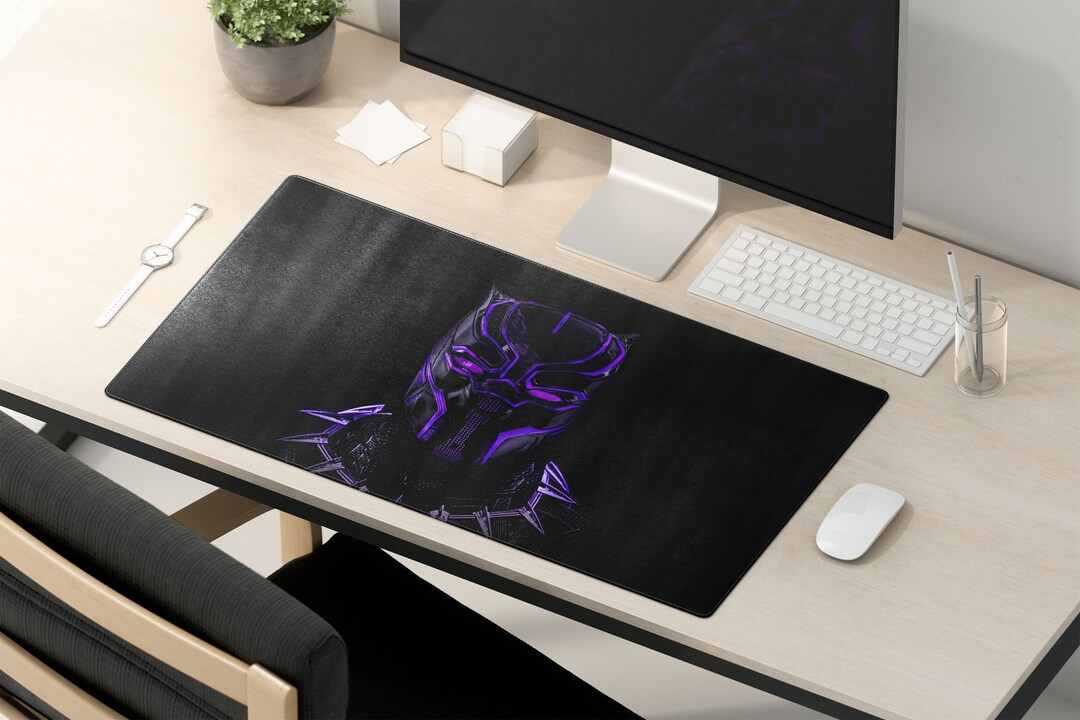 Black Panther Desk Mat Black Panther Mouse Pad Black Etsy