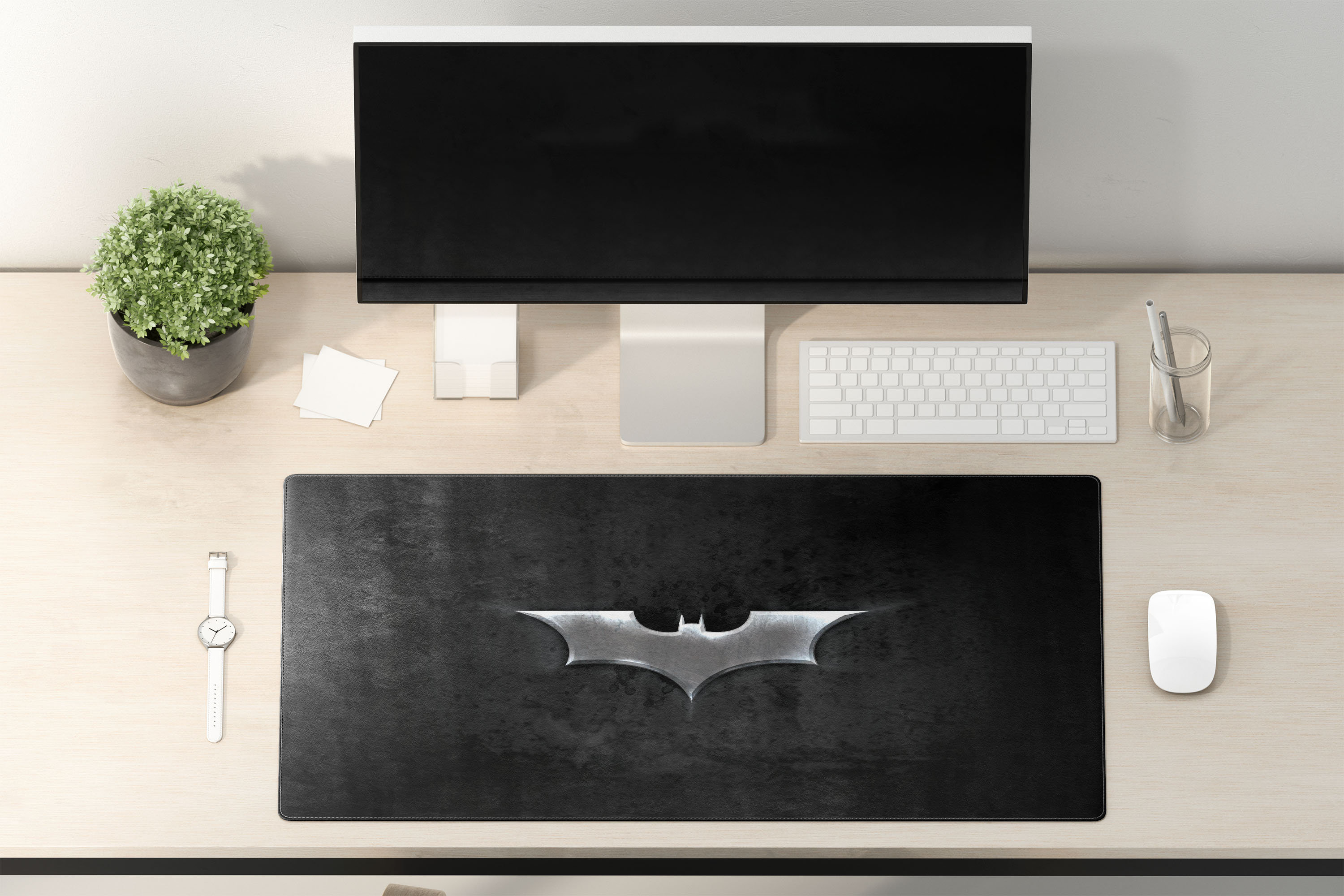Batman Logo Desk Mat Batman Mouse Pad Bat Symbol Extra Etsy