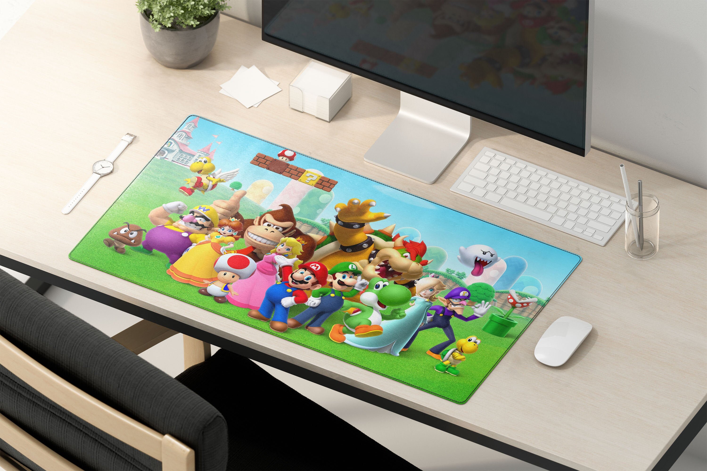 Super Mario Desk Mat Mario Extra Large Mouse Pad Mario Etsy