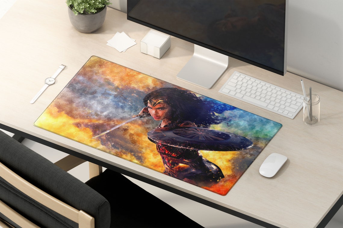 Wonder Woman Desk Mat Wonder Woman Mouse Pad Wonder Woman Etsy