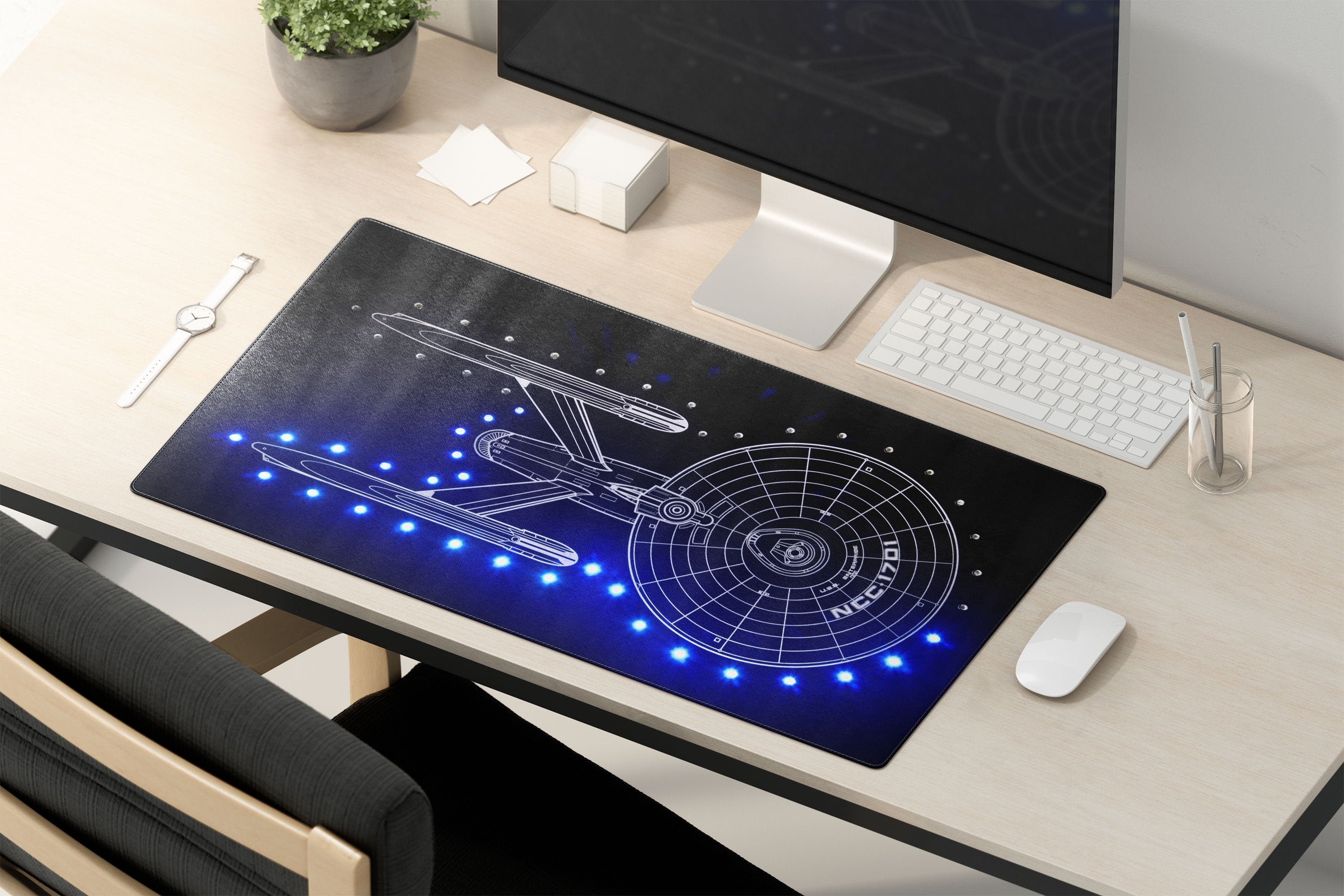 Starship Enterprise Desk Mat Star Trek Large Gaming Mouse Etsy UK