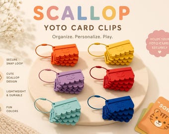 Scalloped Yoto Card Clips - 3D Printed | 5 Clips on Ring
