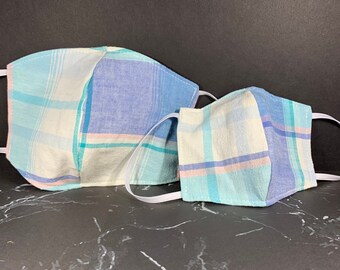 UPCYCLED Cotton Mask  | Reversible Mask | Plaid Mask | Washable Mask | Reusable Mask | Adult Mask | Kid Mask | Child Mask | Recycled Fabric