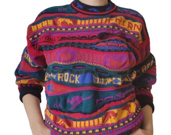 Vintage Emaroo Australia Wool Colorful 3D Sweater, Coogi Style - Etsy