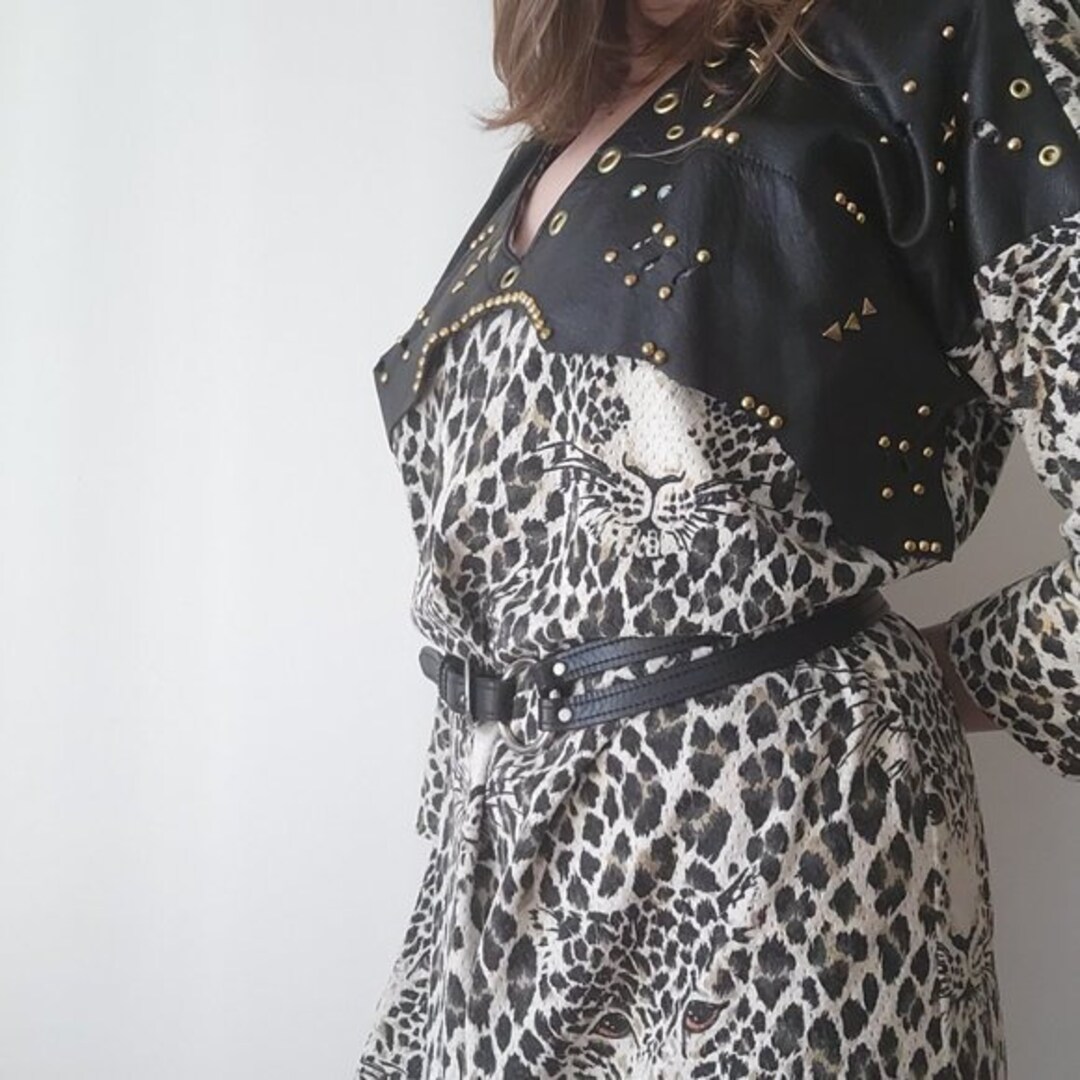 Vintage Antibes French 90’s Leopard print halter neck dress main image 1