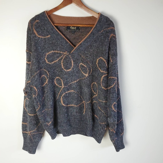 Vintage caldwell intarsia v neck sweater, Caldwel… - image 1