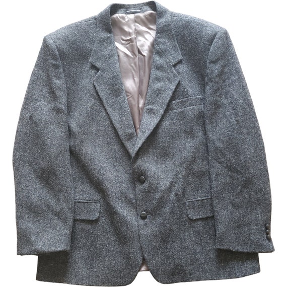 Vintage Harris Tweed charcoal grey blazer sport c… - image 1