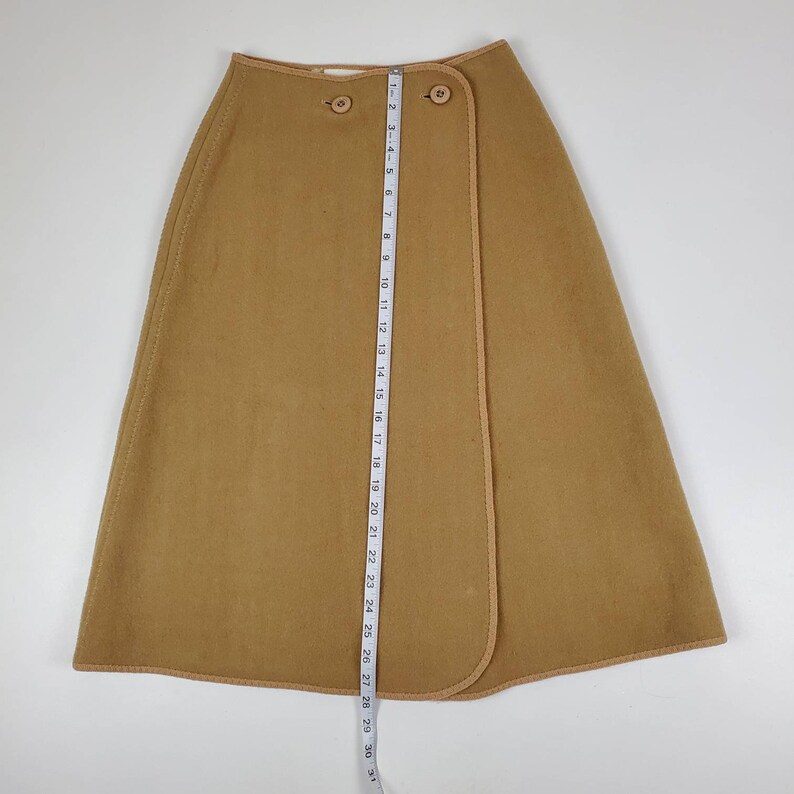 Vintage wetherall brown wool reversible midi wrap skirt solid brown gingham