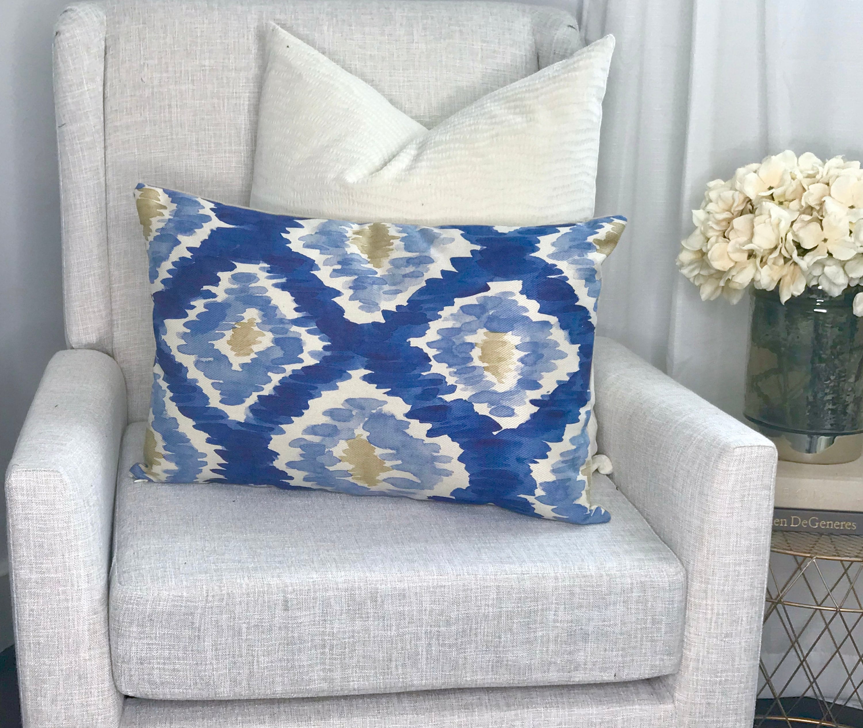 Abstract Pillow Cover, Watercolor Throw Pillow, Accent Pillow, Blue