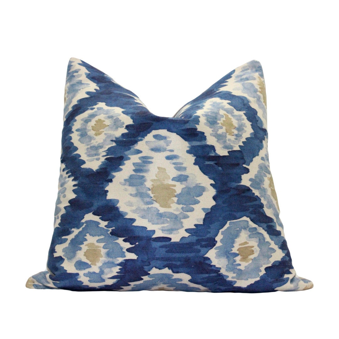 Abstract Pillow Cover, Watercolor Throw Pillow, Accent Pillow, Blue