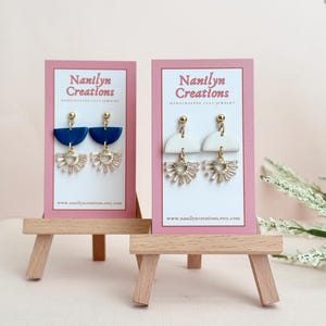 Clay Earrings,Half moon and Cubic zirconia Dangles,Handmade Earrings,Lightweight Earrings,Statement Earrings,Holiday Jewelry,Gifts for Her