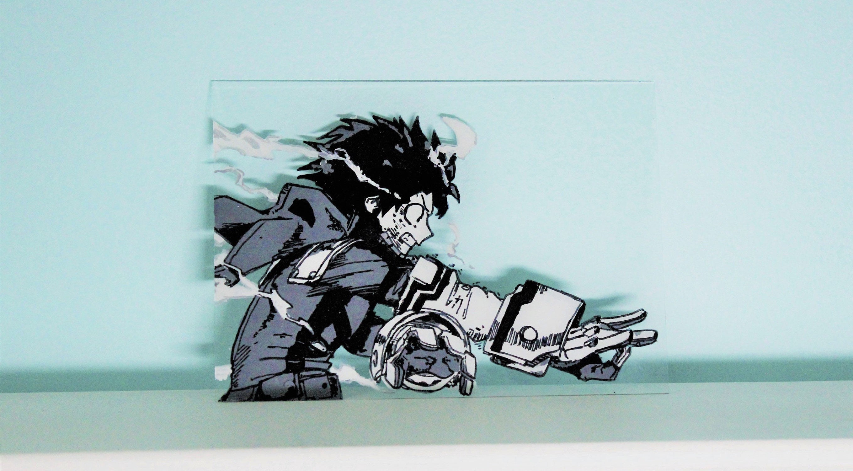 Custom Anime Character Glass Painting 5x7 Black and White | Etsy