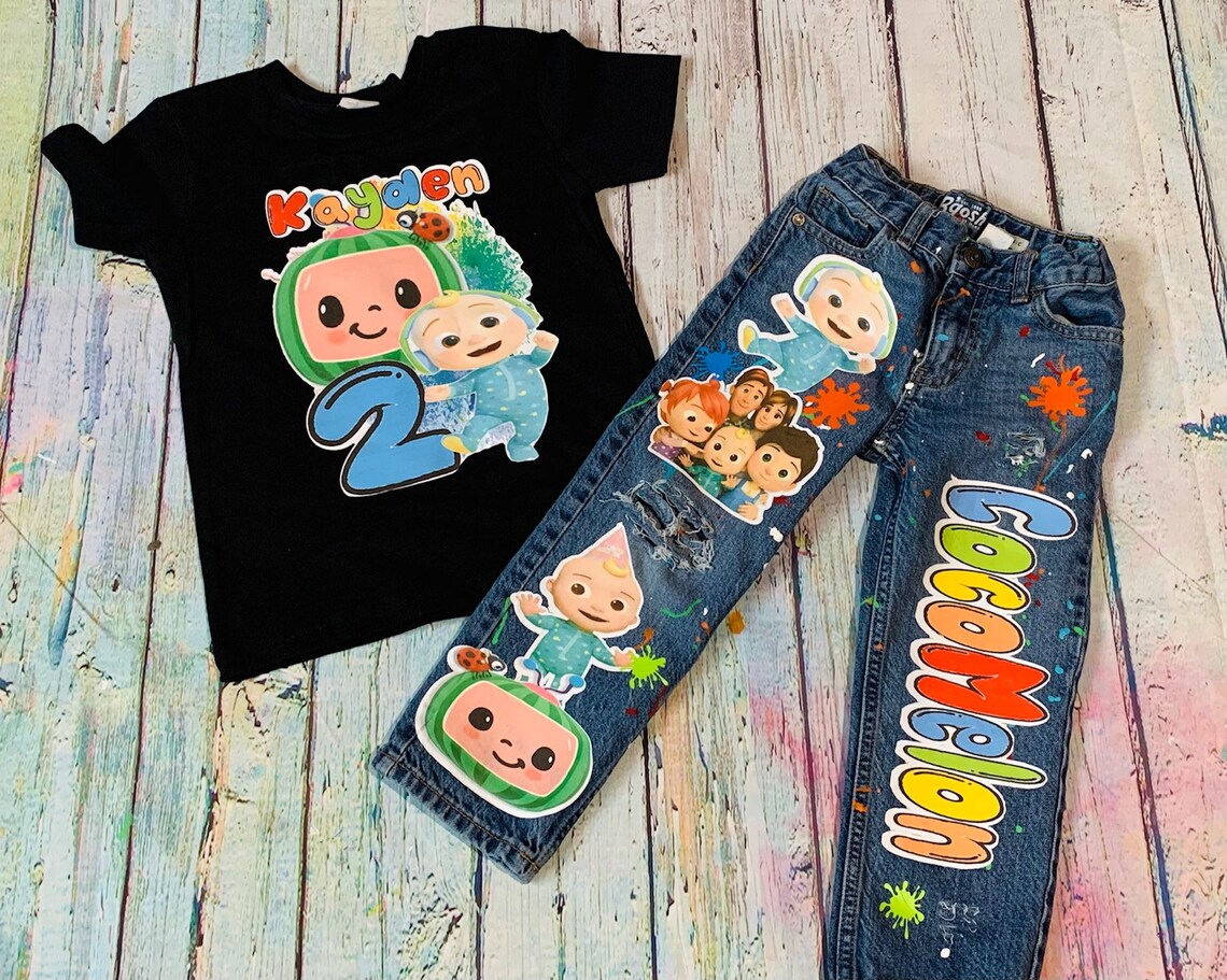 Boys Cocomelon Custom Denim Pants Set. Cocomelon Yoyo Theme | Etsy