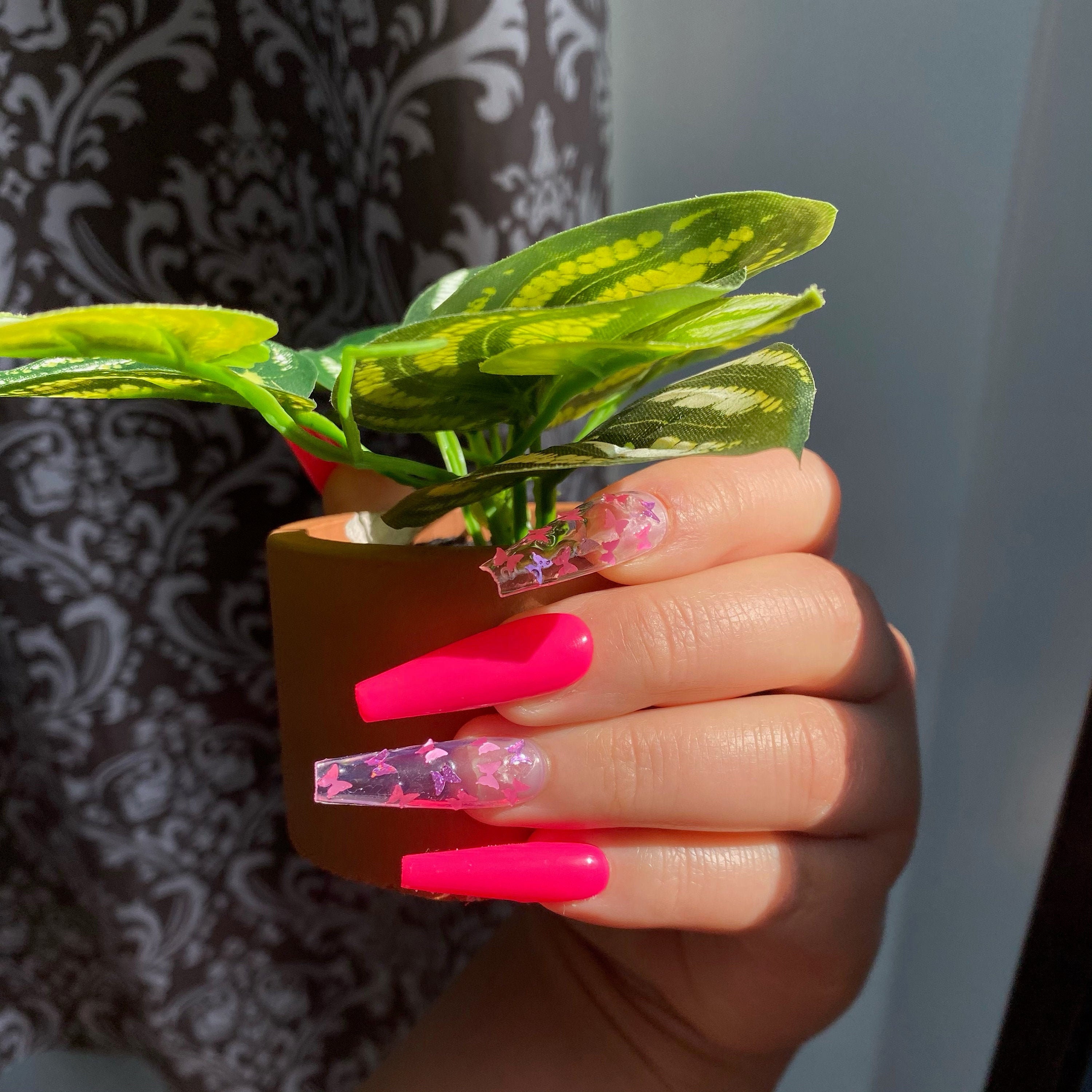Pink on sale butterfly nails