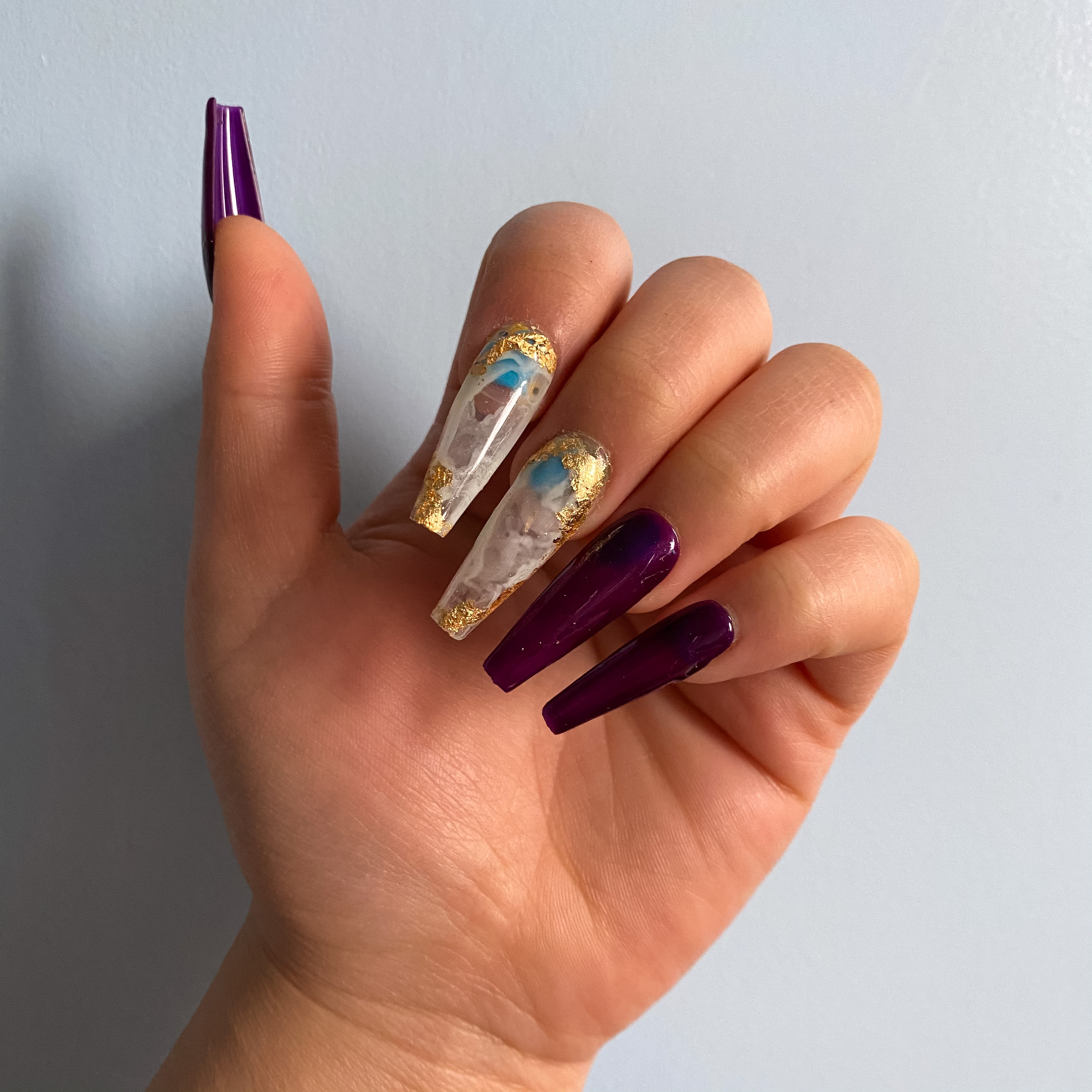 Purple Press on Nails White Gradiant Glue on Nails Gel | Etsy