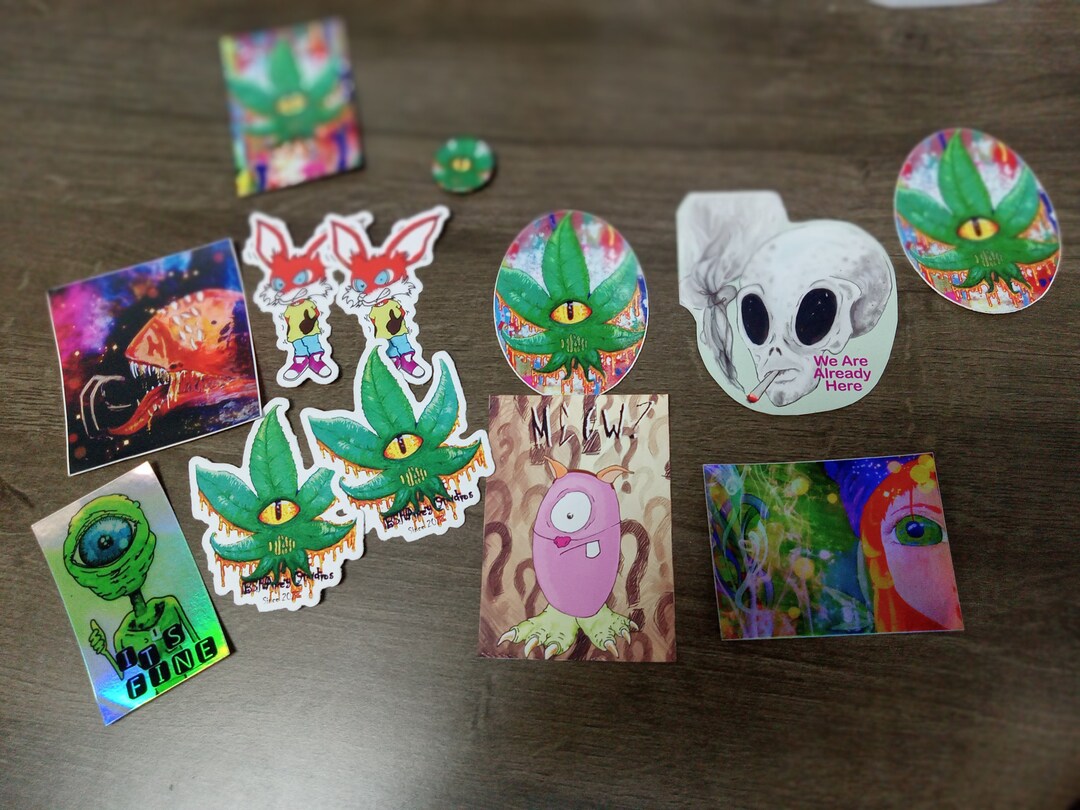 Generic Sticker Set Assorted Sticker Set - 5 PC Combo, Magnet, Button, Fun Gift, Variety ...