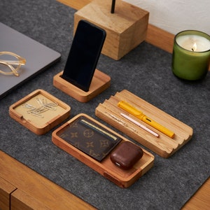 4-Piece Solid Wood Desk Organizer Set